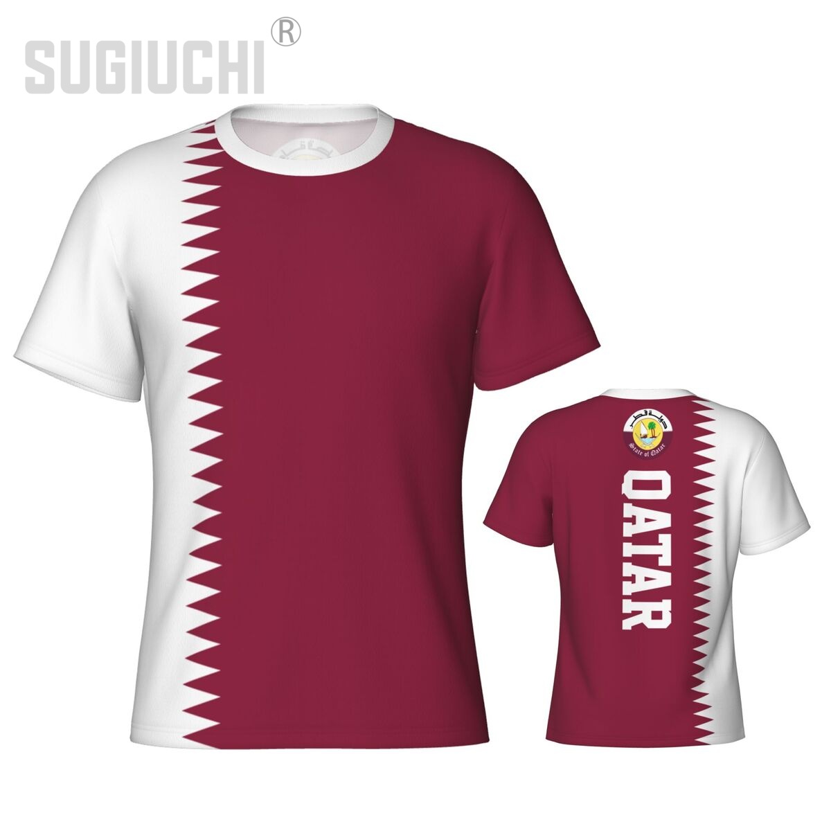 3D Printing Qatar - Camiseta Esportiva Justa com Bandeira do