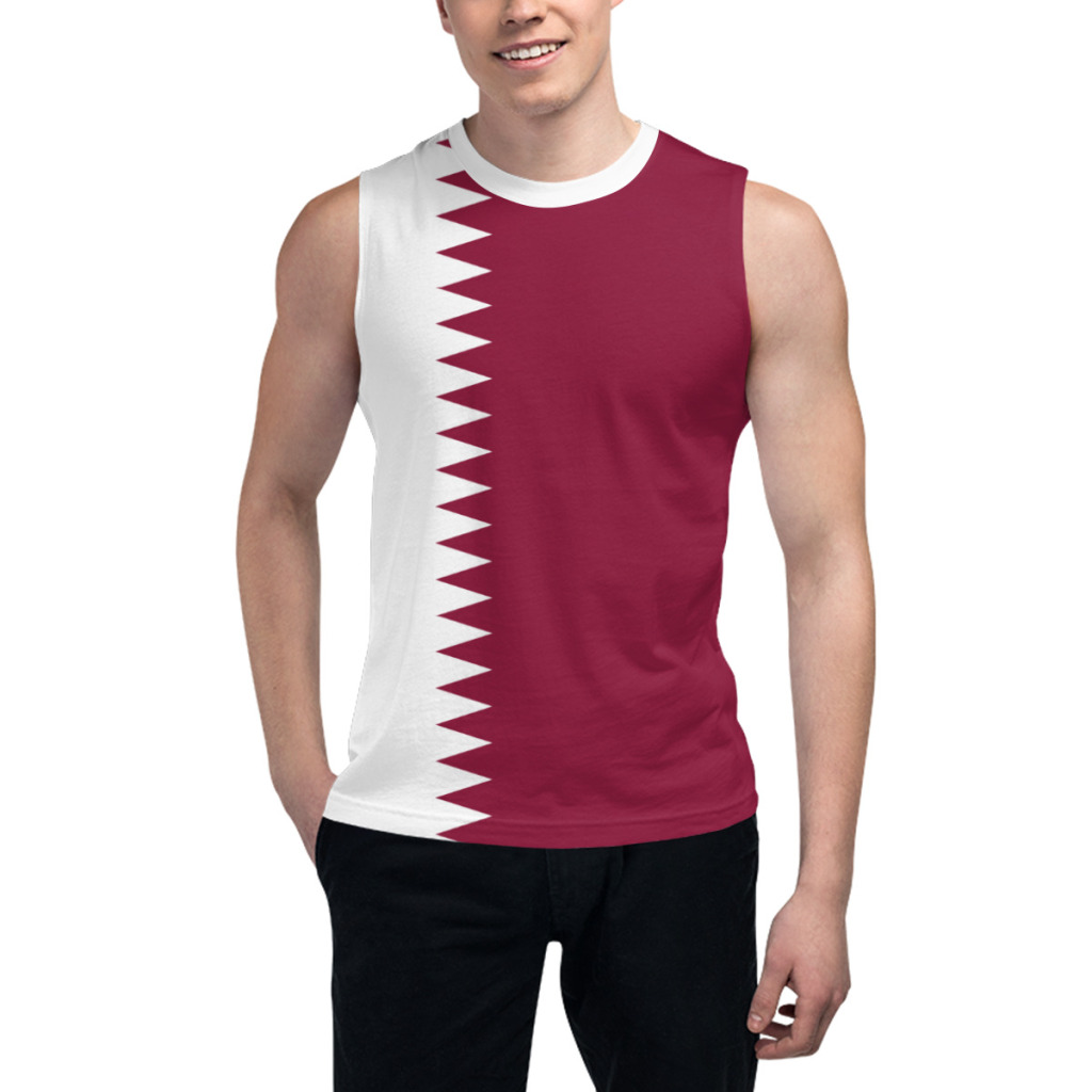 3D Printing Qatar - Camiseta Sem Mangas com Bandeira do