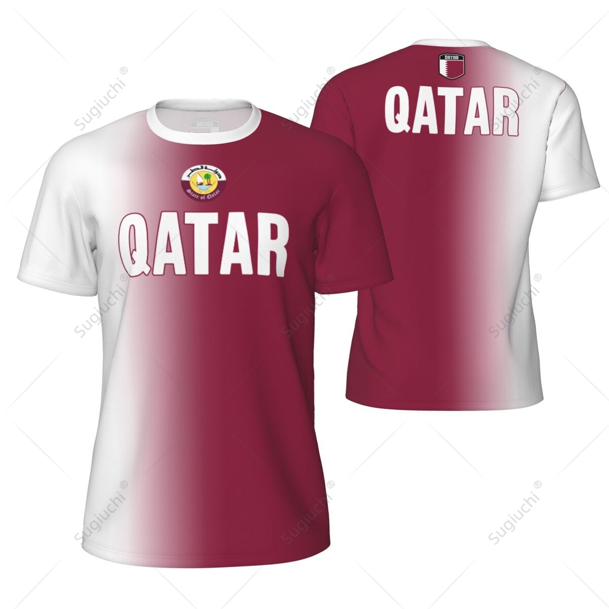 3D Printing Qatar - Camiseta esportiva de malha com bandeira